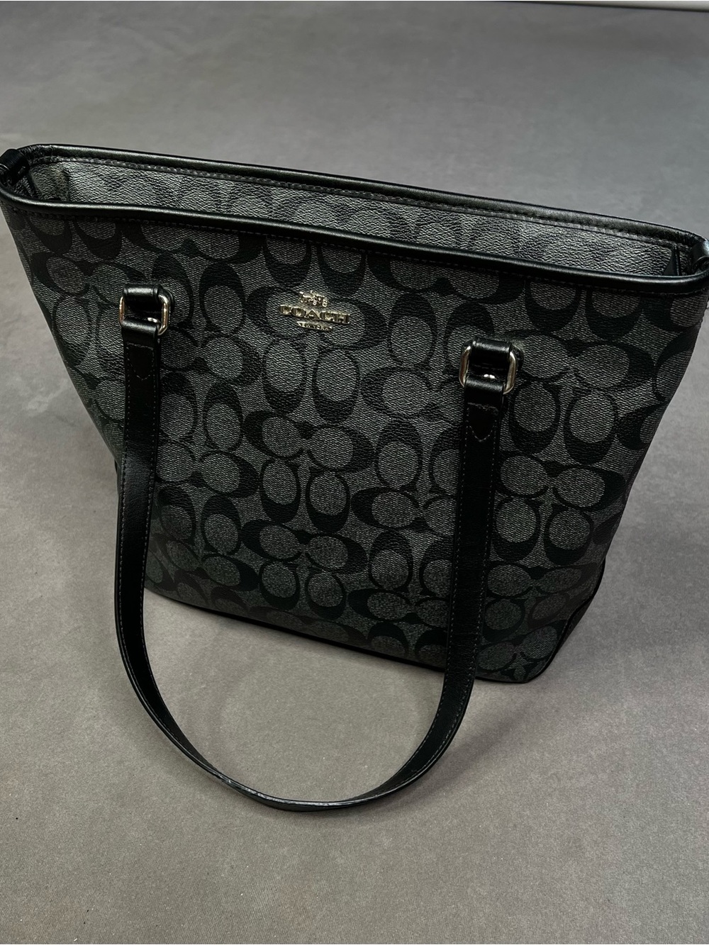 Coach Black/Charcoal Signature Canvas Tote